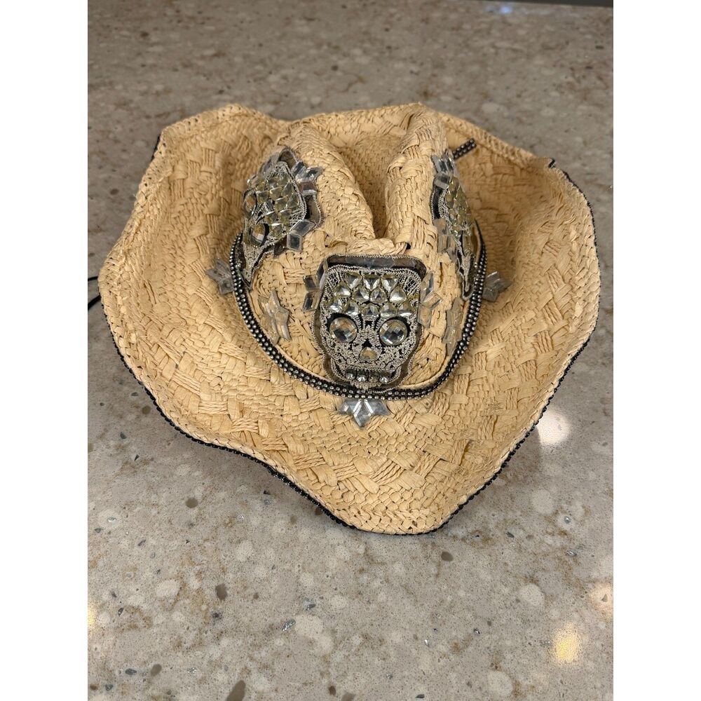 Whittall & Shon Gothic Glam Skull Rhinestone Cowgirl Hat Western Glam